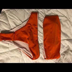 Orange Strapless Swim Suit